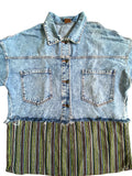 Multi-color Lightwash Denim Jacket with Leather Logo