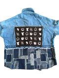 Multi-Design Patchwork Denim Jacket